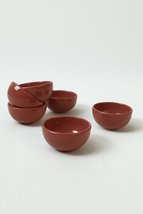 Hermia X00017481 Juego de Cuencos de Gres Cerámico Rojo Teja 8cm/110ml (6 Piezas)
